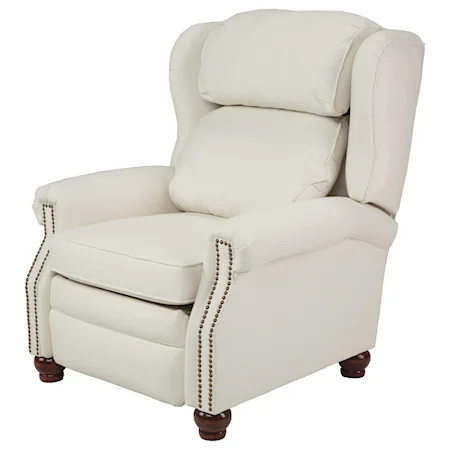 Casual Contemporary Wing Recliner with Turned Bun Feet